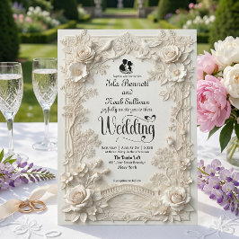 Faux Letterpress Effect Ornate Floral Wedding  Kaart