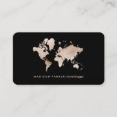 Faux Light Gold-Wereldkaart op zwart Visitekaartje (Voorkant)