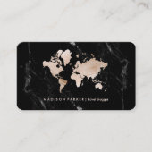 Faux Light Gold-Wereldkaart op zwarte marmer Visitekaartje (Voorkant)