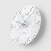 Faux Light White Marble Stone, look-like & Text Ronde Klok (Hoek)