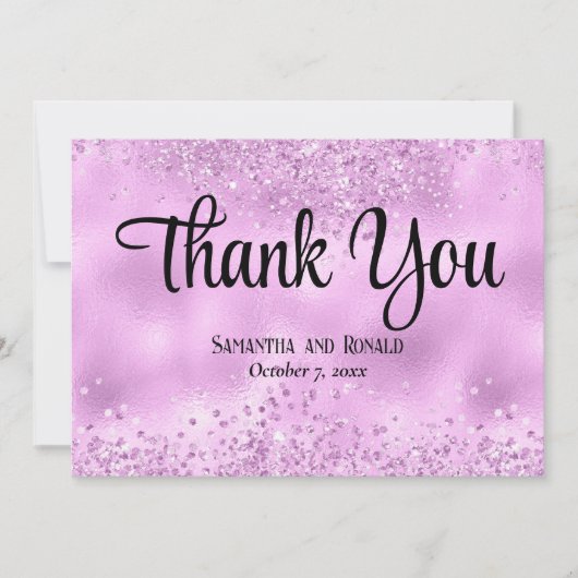 Faux Lila glitter en Folie bruiloft dank je kaart (Voorkant)