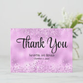 Faux Lila glitter en Folie bruiloft dank je kaart (Staand voorkant)