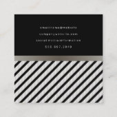 Faux Linen Black Stripes Polka Dots Vierkante Visitekaartje (Achterkant)