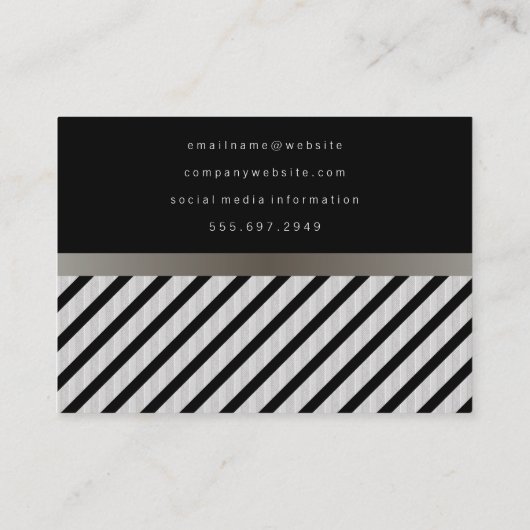 Faux Linen Black Stripes Polka Dots Visitekaartje (Achterkant)