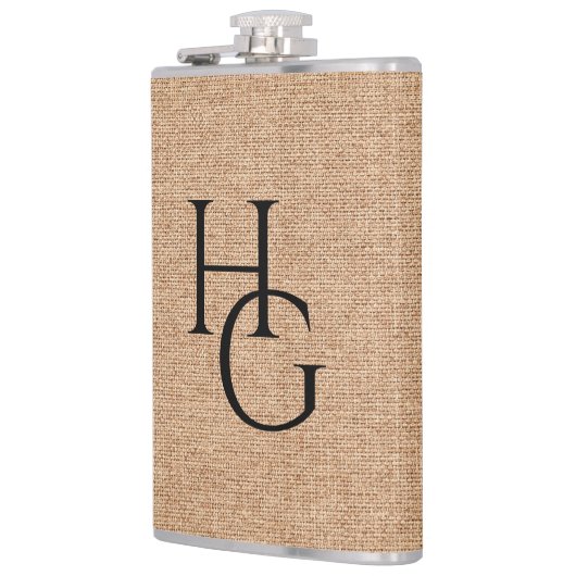 Faux Linen Custom Initialen Heupfles (Links)