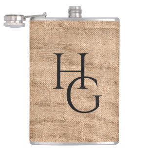 Faux Linen Custom Initialen Heupfles