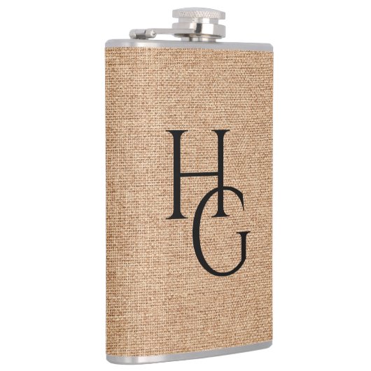 Faux Linen Custom Initialen Heupfles (Rechts)