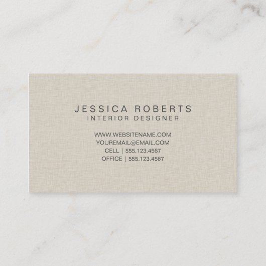 Faux Linen Elegant Stripes Pattern Professional Visitekaartje (Achterkant)