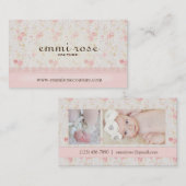 Faux Linen en Lace Dainty Roos Visitekaartje (Voorkant / Achterkant)