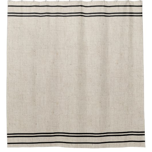 Faux Linen Fabric Stripes Shower Curtain Douchegordijn (Voorkant)