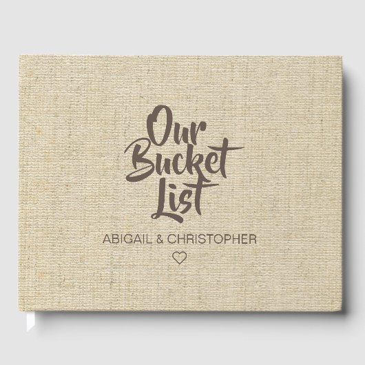 Faux Linen Our Bucket List Couple Keepomwille Gastenboek (Voorkant)