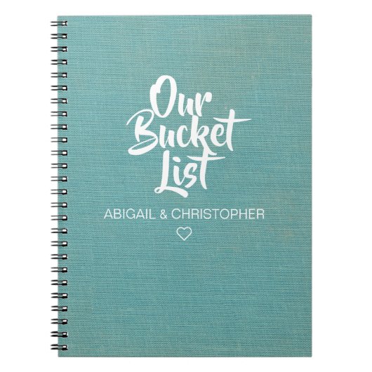 Faux Linen Our Bucket List Couple Keepomwille Jour Notitieboek (Voorkant)