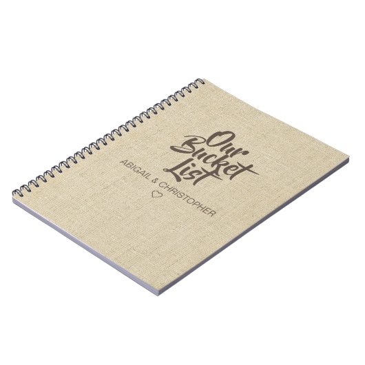 Faux Linen Our Bucket List Couple Keepomwille Jour Notitieboek (Linkerzijde)