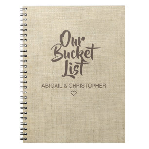 Faux Linen Our Bucket List Couple Keepomwille Jour Notitieboek