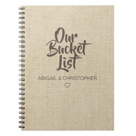 Faux Linen Our Bucket List Couple Keepomwille Jour Notitieboek (Voorkant)
