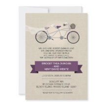 Faux Linen Plum Tandem Bicycle Wedding