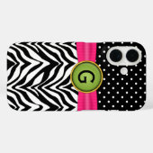 Faux lint juweel Zebra dot patroon monogram Case-Mate iPhone Case (Achterkant (horizontaal))