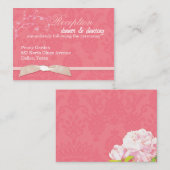 Faux lint koraal roze bruiloft receptie informatiekaartje (Voorkant / Achterkant)
