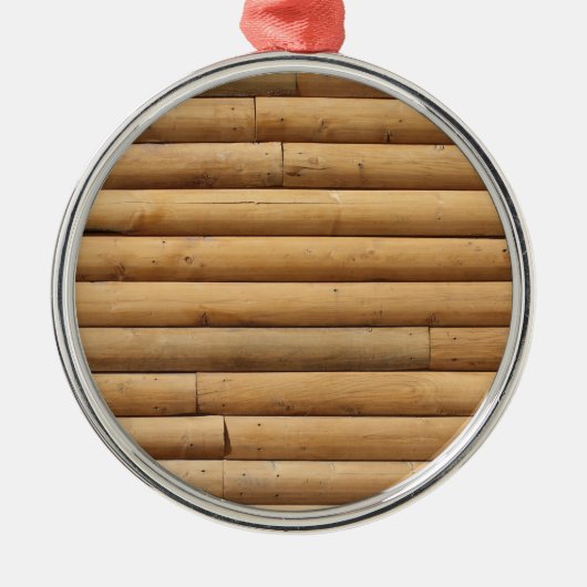 Faux Log Cabin Siding Achtergrond Metalen Ornament (Voorkant)