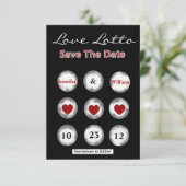 Faux Love Lotto Save the Date Notice (Staand voorkant)