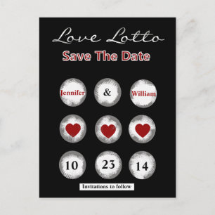 Faux Love Lotto Save the Date Post Kaart