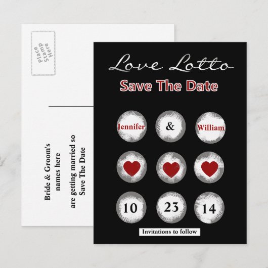 Faux Love Lotto Save the Date Post Kaart (Voorkant / Achterkant)