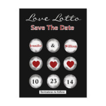 Faux Love Lotto Save the Date Post Kaart
