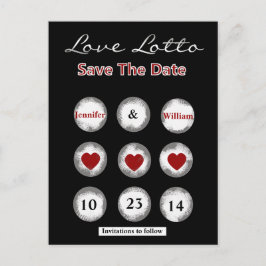 Faux Love Lotto Save the Date Post Kaart