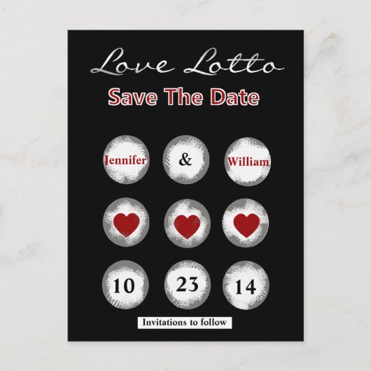 Faux Love Lotto Save the Date Post Kaart (Voorkant)