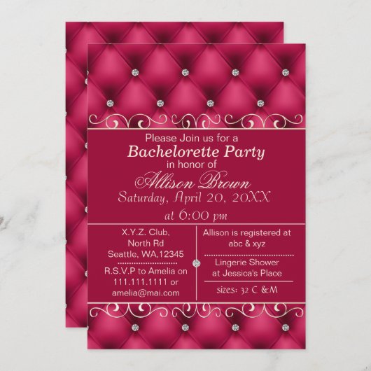 FAUX luxe lederen roze bachelorette Kaart (Voorkant / Achterkant)