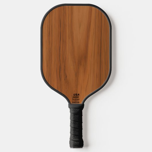 Faux Mahogany Hout Textuur Custom Monogram Pickleball Paddle (Voorkant)