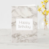 Faux Marble Alabaster in Taupe Happy Birthday Kaart (Gele Bloem)