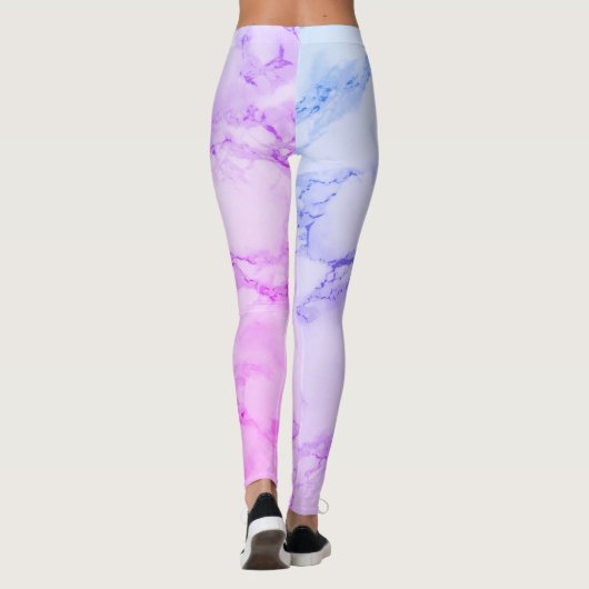 Faux Marble Alabaster Paars Pink Leggings (Achterkant)