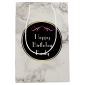 Faux Marble Alabaster Taupe Tan Custom Birthday Medium Cadeauzakje (Voorkant)