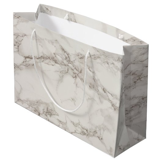 Faux Marble Alabaster Taupe Tan Modern Birthday Large Cadeautasje (Achterkant Gekanteld)