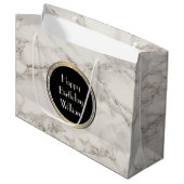 Faux Marble Alabaster Taupe Tan Modern Birthday Large Cadeautasje (Voorkant Gekanteld)