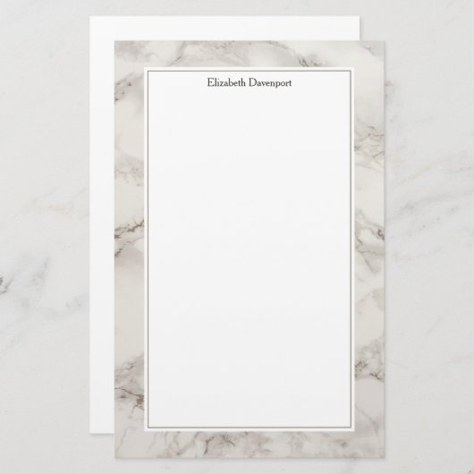 Faux Marble Alabaster Taupe Tan Modern Briefpapier (Voorkant / Achterkant)