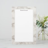 Faux Marble Alabaster Taupe Tan Modern Briefpapier (Staand voorkant)