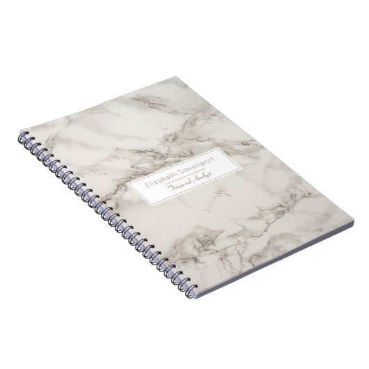 Faux Marble Alabaster Taupe Tan Modern Custom Notitieboek (Rechterzijde)