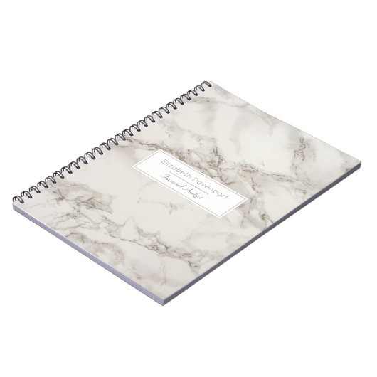 Faux Marble Alabaster Taupe Tan Modern Custom Notitieboek (Linkerzijde)