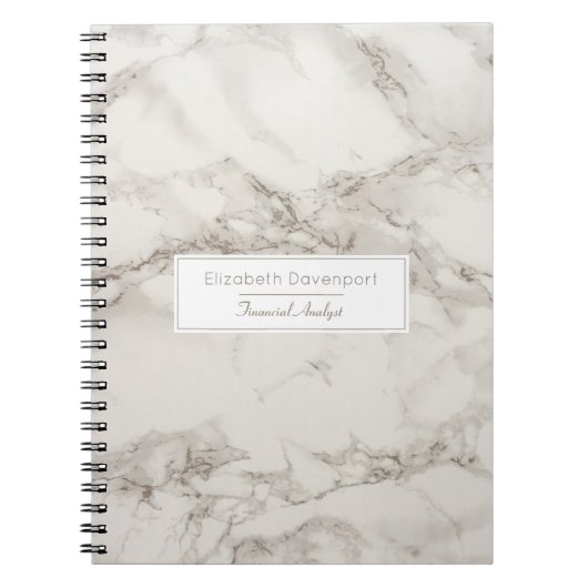 Faux Marble Alabaster Taupe Tan Modern Custom Notitieboek (Voorkant)