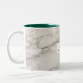 Faux Marble Alabaster Taupe Tan Modern Custom Tweekleurige Koffiemok (Links)