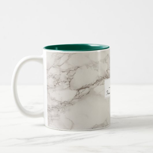 Faux Marble Alabaster Taupe Tan Modern Custom Tweekleurige Koffiemok (Links)