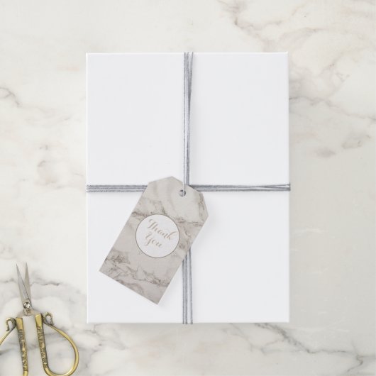 Faux Marble Alabaster Taupe Tan Modern Dank je Cadeaulabel (Met Touw)