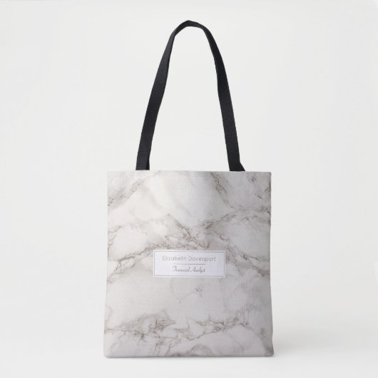 Faux Marble Alabaster Taupe Tan Modern Tote Bag (Voorkant)