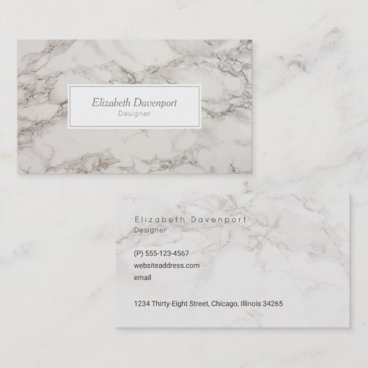 Faux Marble Alabaster Taupe Tan Modern Visitekaartje (Voorkant / Achterkant)