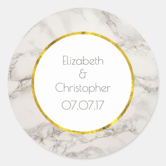 Faux Marble Alabaster Taupe Tan Modern Wedding Ronde Sticker (Voorkant)