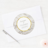 Faux Marble Alabaster Taupe Tan Modern Wedding Ronde Sticker (Envelop)
