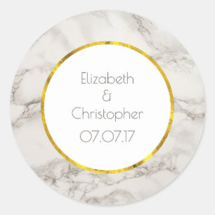 Faux Marble Alabaster Taupe Tan Modern Wedding Ronde Sticker