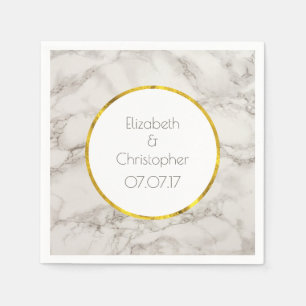 Faux Marble Alabaster Taupe Tan Modern Wedding Servet